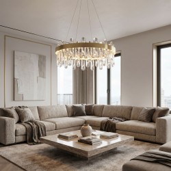 Lampa Wisząca LED z Kryształami SWE074-1CP 50cm Złoto szczotkowane