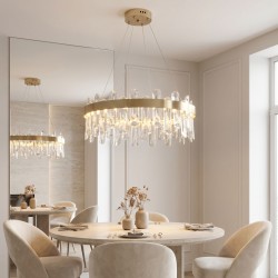 Lampa Wisząca LED z Kryształami SWE074-1CP 50cm Złoto szczotkowane