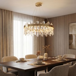 Lampa Wisząca LED z Kryształami SWE074-1CP 50cm Złoto szczotkowane