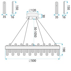 Lampa Wisząca LED z Kryształami SWE074-1CP 50cm Złoto szczotkowane