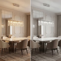 Lampa Wisząca LED z Kryształami SWE073-CP 60cm Chrom