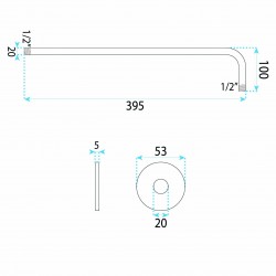 Ramię do deszczownicy okrągłe REA JS-9021B 40cm Czarne