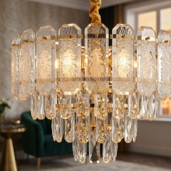 Lampa Wisząca z Kryształami SWE088-CP 40cm Złota