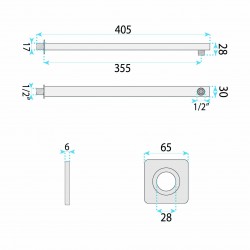 Ramię do deszczownicy kwadratowe REA JS-9022B 40cm Czarne