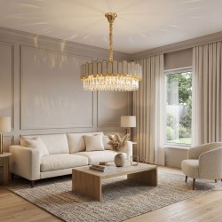 Lampa Wisząca z Kryształami SWE107-CP 50cm Złota