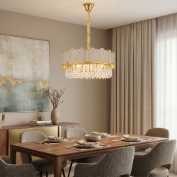 Lampa Wisząca z Kryształami SWE107-CP 50cm Złota