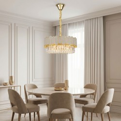 Lampa Wisząca z Kryształami SWE107-CP 50cm Złota