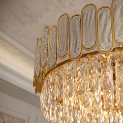 Lampa Wisząca z Kryształami SWE107-CP 50cm Złota