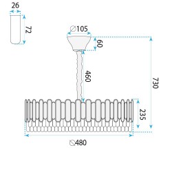 Lampa Wisząca z Kryształami SWE107-CP 50cm Złota