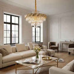 Lampa Wisząca z Kryształami SWE076-CP 50cm Złota