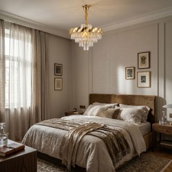 Lampa Wisząca z Kryształami SWE076-CP 50cm Złota