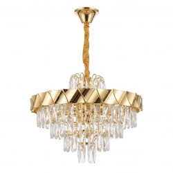 Lampa Wisząca z Kryształami SWE076-CP 50cm Złota