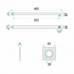 Ramię do deszczownicy kwadratowe REA JS-9022 40cm Chrom