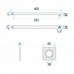 Ramię do deszczownicy kwadratowe REA JS-9022BG 40cm Złote Szczotkowane