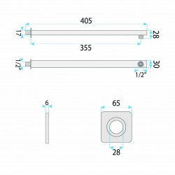 Ramię do deszczownicy kwadratowe REA JS-9022BRG 40cm Miedź Szczotkowana