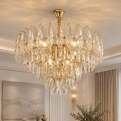 Lampa Wisząca z Kryształami SWE080-CP 50cm Złota