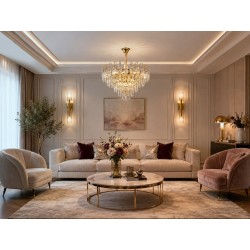 Lampa Wisząca z Kryształami SWE080-CP 50cm Złota