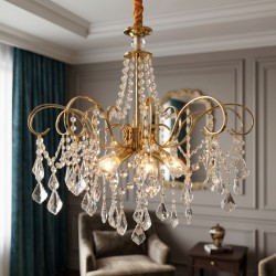 Lampa Wisząca z Kryształami SWE081-CP 60cm Złota