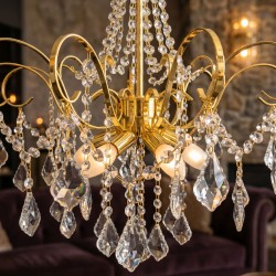 Lampa Wisząca z Kryształami SWE081-CP 60cm Złota