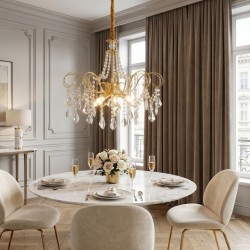 Lampa Wisząca z Kryształami SWE081-CP 60cm Złota