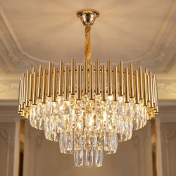 Lampa Wisząca z Kryształami SWE103-CP Złota