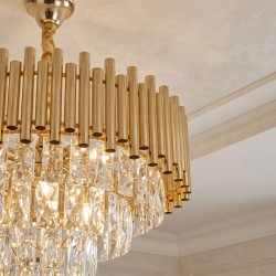 Lampa Wisząca z Kryształami SWE103-CP Złota