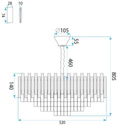 Lampa Wisząca z Kryształami SWE103-CP Złota