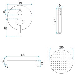 Zestaw natryskowy podtynkowy Rea Lungo Diamond Złoto Szczotkowane + BOX
