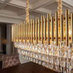 Lampa Wisząca z Kryształami SWE105-CP Złota