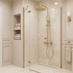 Zestaw Prysznicowy Natryskowy Z Termostatem Rea Drop Złoty Szczotkowany