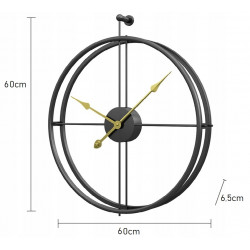 Zegar ścienny 3D czarny + złote wskazówki 60 cm