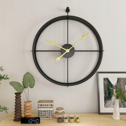 Zegar ścienny 3D czarny + złote wskazówki 60 cm