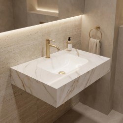 Umywalka ścienna Rea Aresa Grey Gold 80