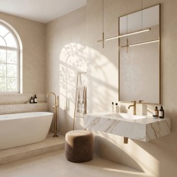 Umywalka ścienna Rea Aresa Grey Gold 80
