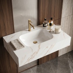 Umywalka ścienna Rea Aresa Grey Gold 80