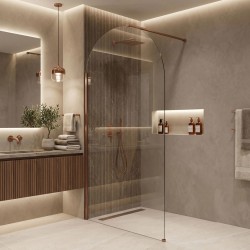 Ścianka prysznicowa Walk-In Rea Heaven Brush Copper 90