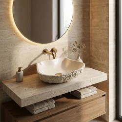 Umywalka nablatowa Rea Isla Warm Beige