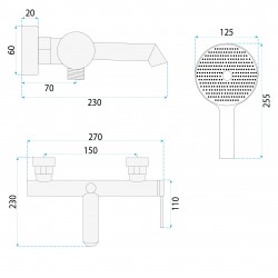 Bateria wannowa Rea Foss Miedź Szczotkowana