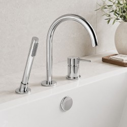 Bateria Wannowa 3-otworowa Rea Lungo Chrom