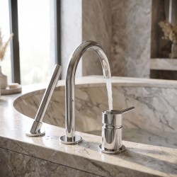 Bateria Wannowa 3-otworowa Rea Lungo Chrom