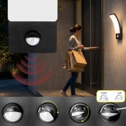 Lampa Elewacyjna kinkiet LED z czujnikiem ruchu JNH032-GM Czarna