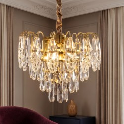 Lampa Wisząca z Kryształami SWE078-CP 30cm Złota