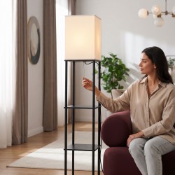 Lampa Stojąca Podłogowa JNH050-1F White z półkami