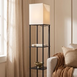 Lampa Stojąca Podłogowa JNH050-1F White z półkami