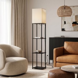 Lampa Stojąca Podłogowa JNH050-1F White z półkami