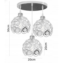 Lampa Sufitowa Srebrna Kryształki Potrójna APP210-3CPR Toolight