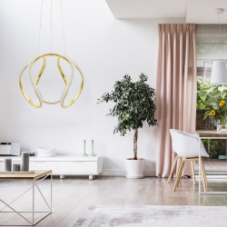 Lampa Sufitowa Wisząca złota LED Nowoczesna APP386-CP +Pilot