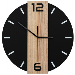 Zegar ścienny Czarny metal + drewno loft 35 cm