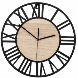 Zegar ścienny metal + drewno loft 35 cm