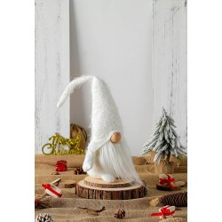 Krasnal Skrzat Świąteczny Biały 50 cm YX068